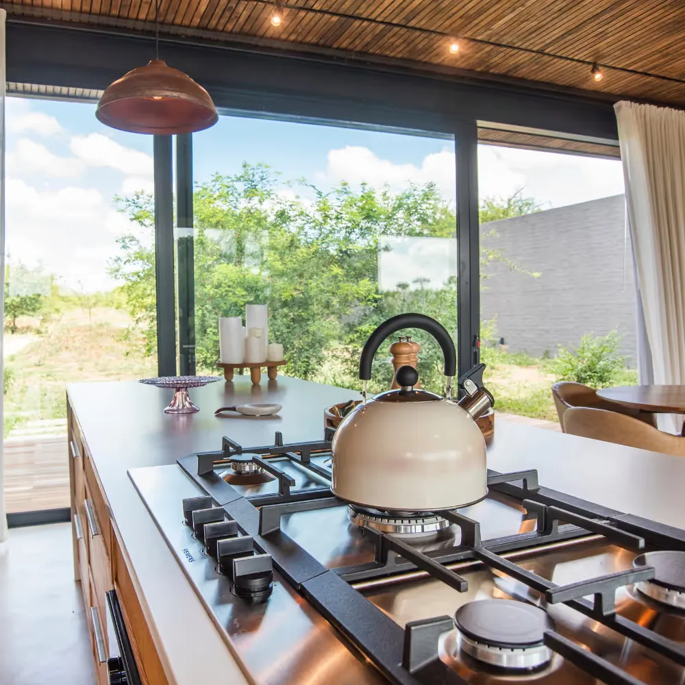 Kitchen in a self catering lodge in the Mjejane Game Reserve