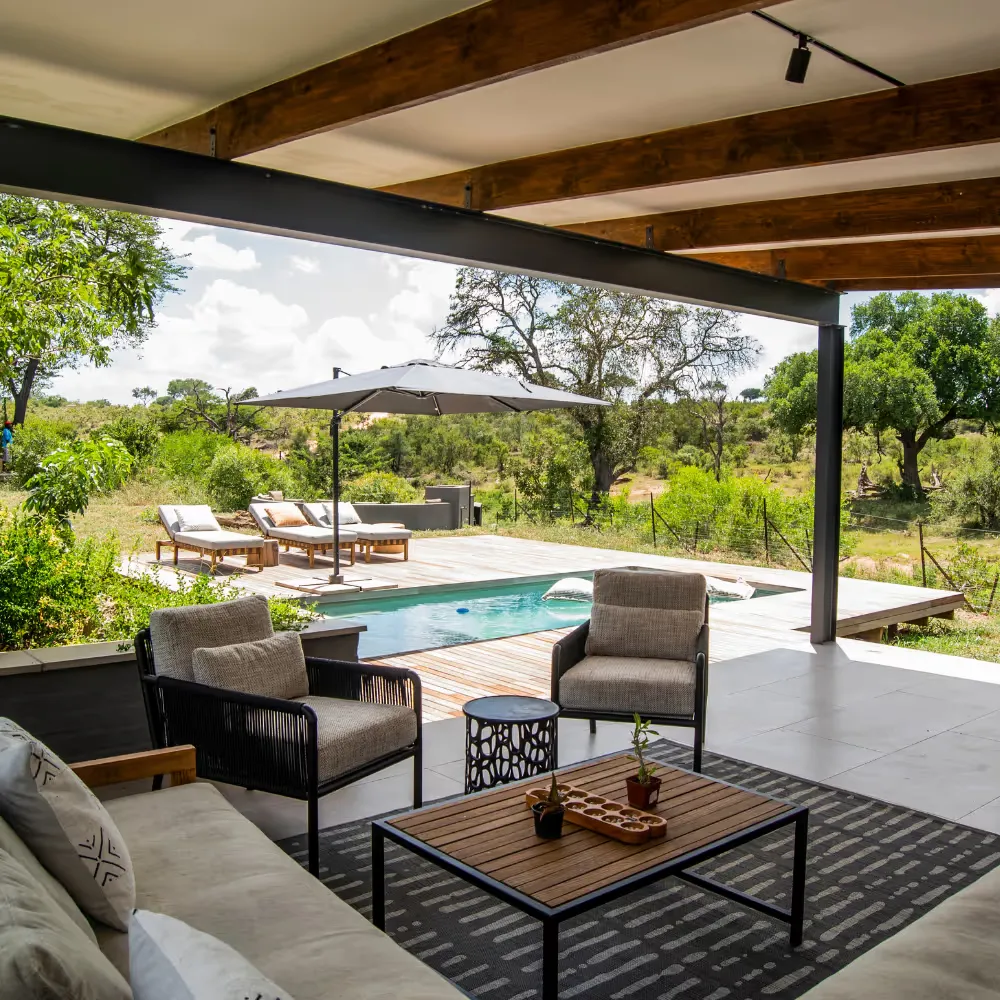 Outside area of a lodge in the Mjejane Game Reserve