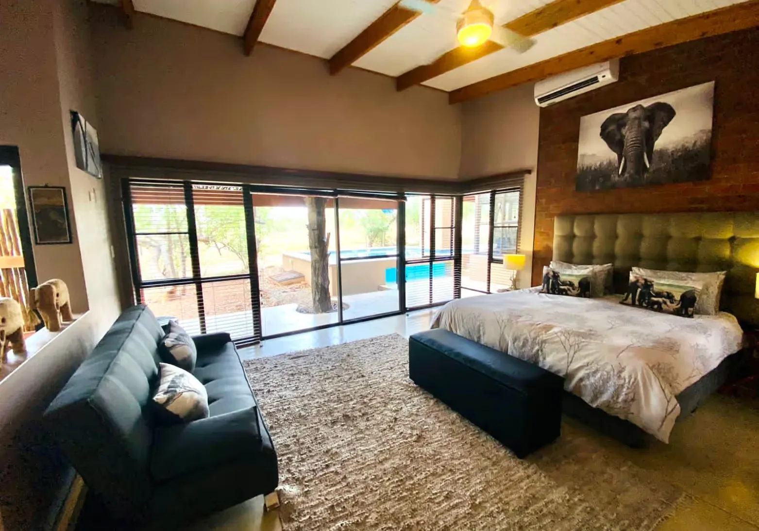 Bedroom of Self Catering Lodge in the Mjejane Game Reserve