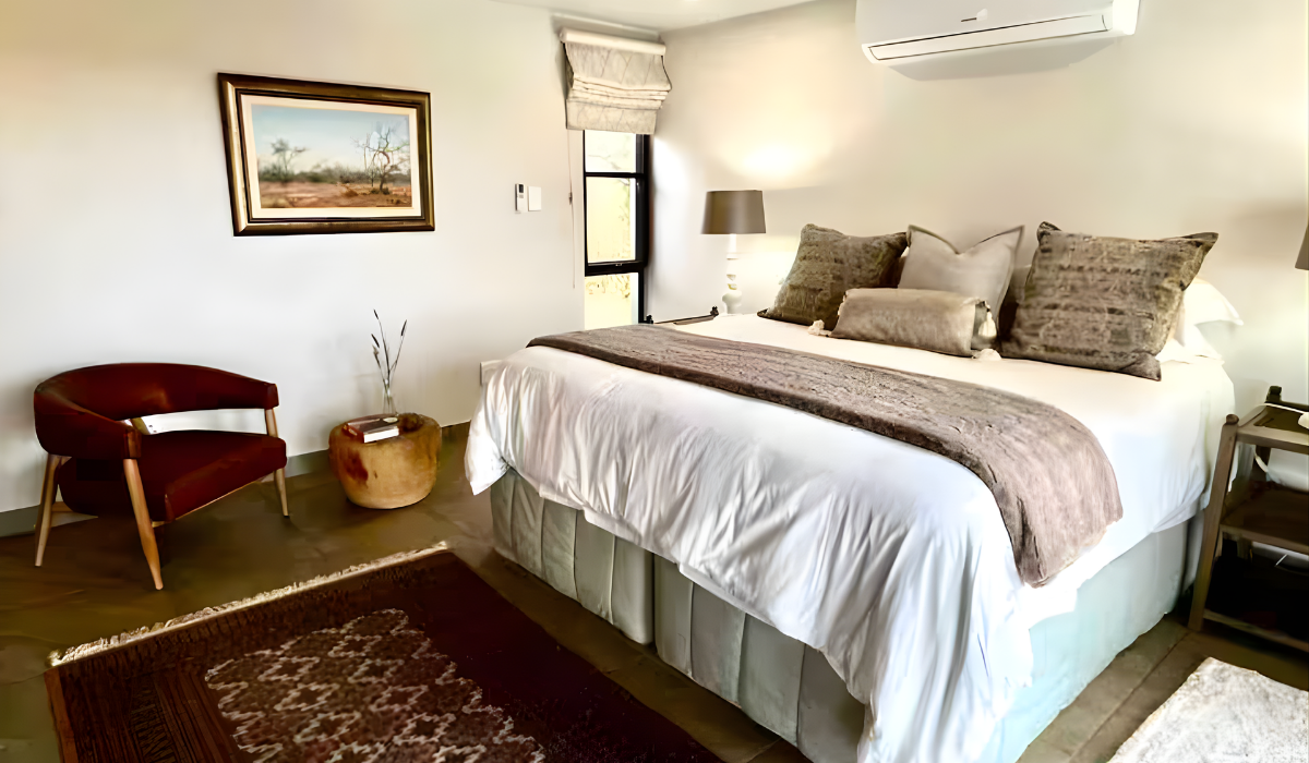 Bedroom of Self Catering Lodge in the Mjejane Game Reserve