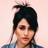 woman with pink background