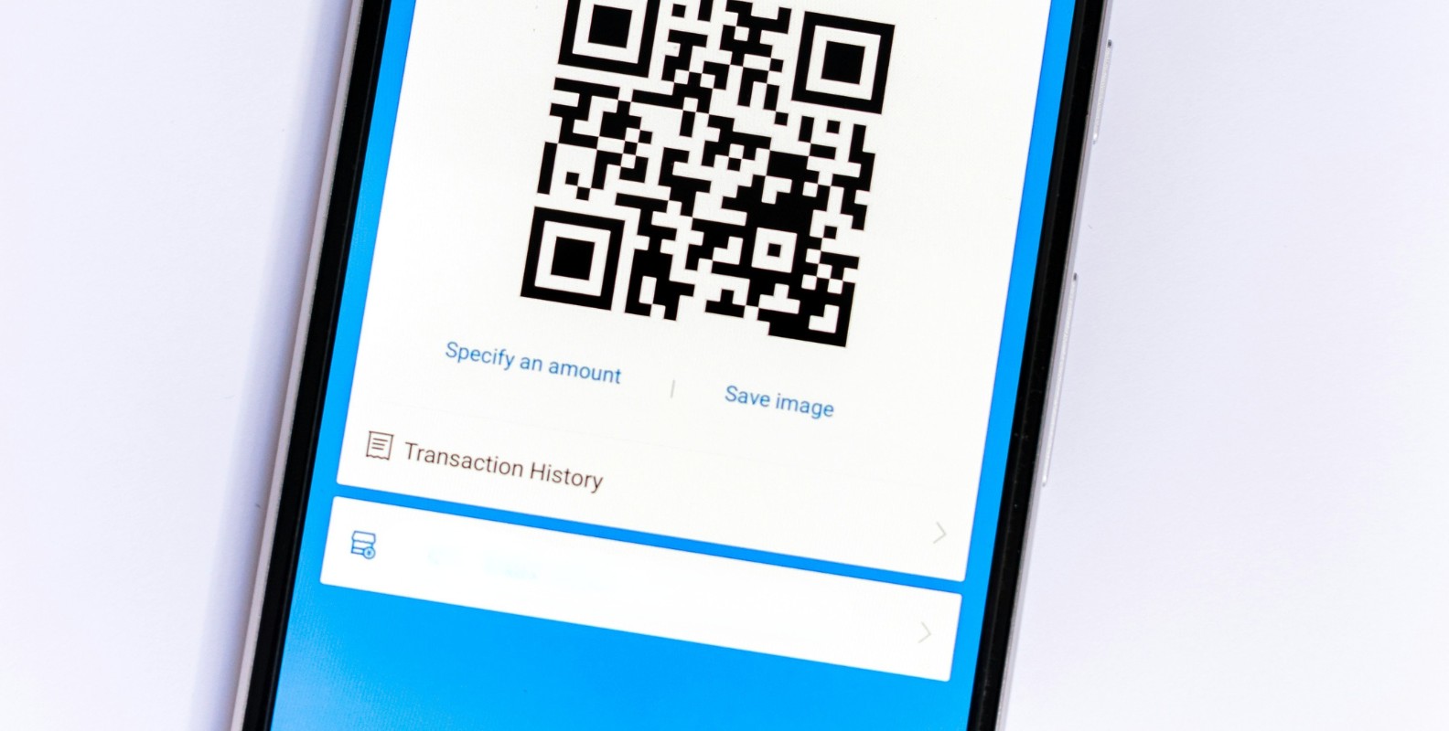 QR Code on a smartphone, used for a transaction
