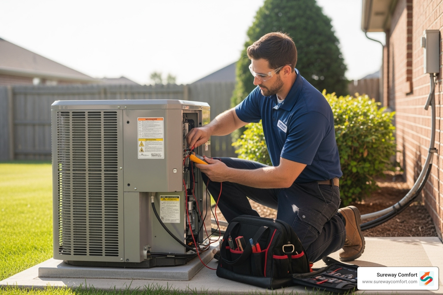 technician performing a tune-up on an outdoor AC unit - hvac services mt lebanon technician performing a tune-up on an outdoor AC unit - hvac services mt lebanon