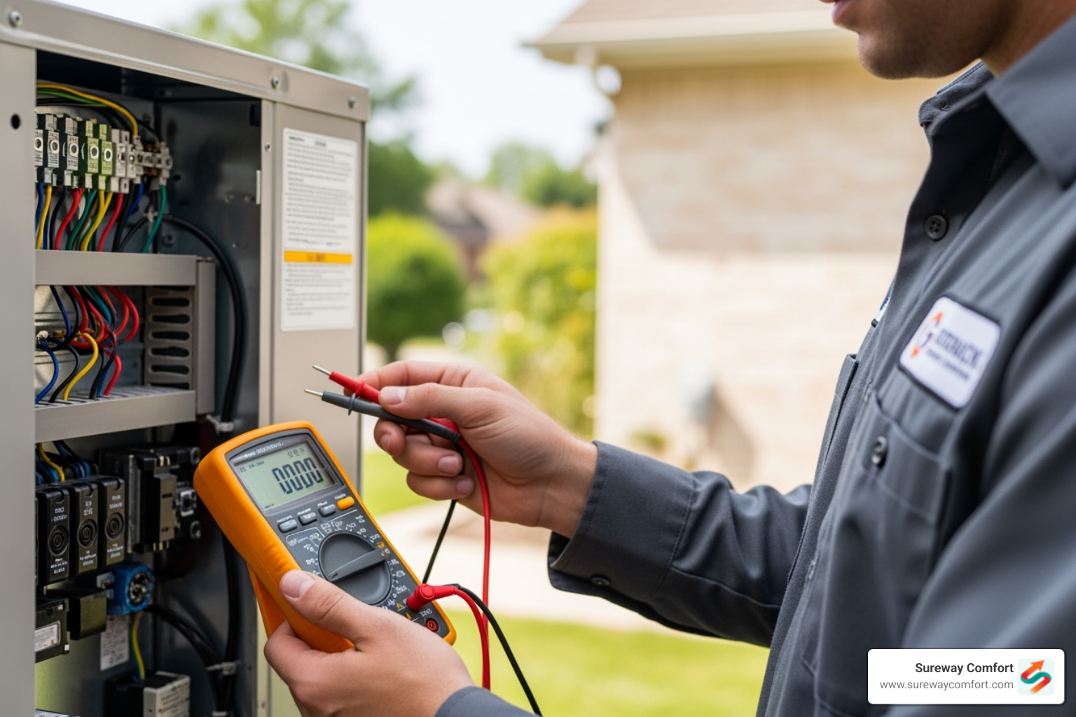 technician inspecting electrical components - ac repair