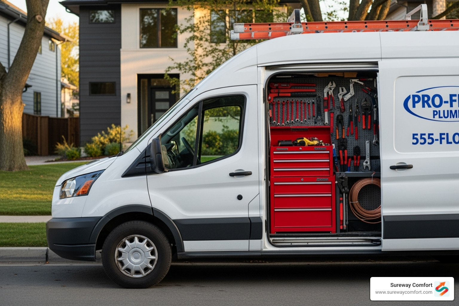 A plumber's service van with tools, ready for dispatch to a customer's home - plumbing repair bethel park pa