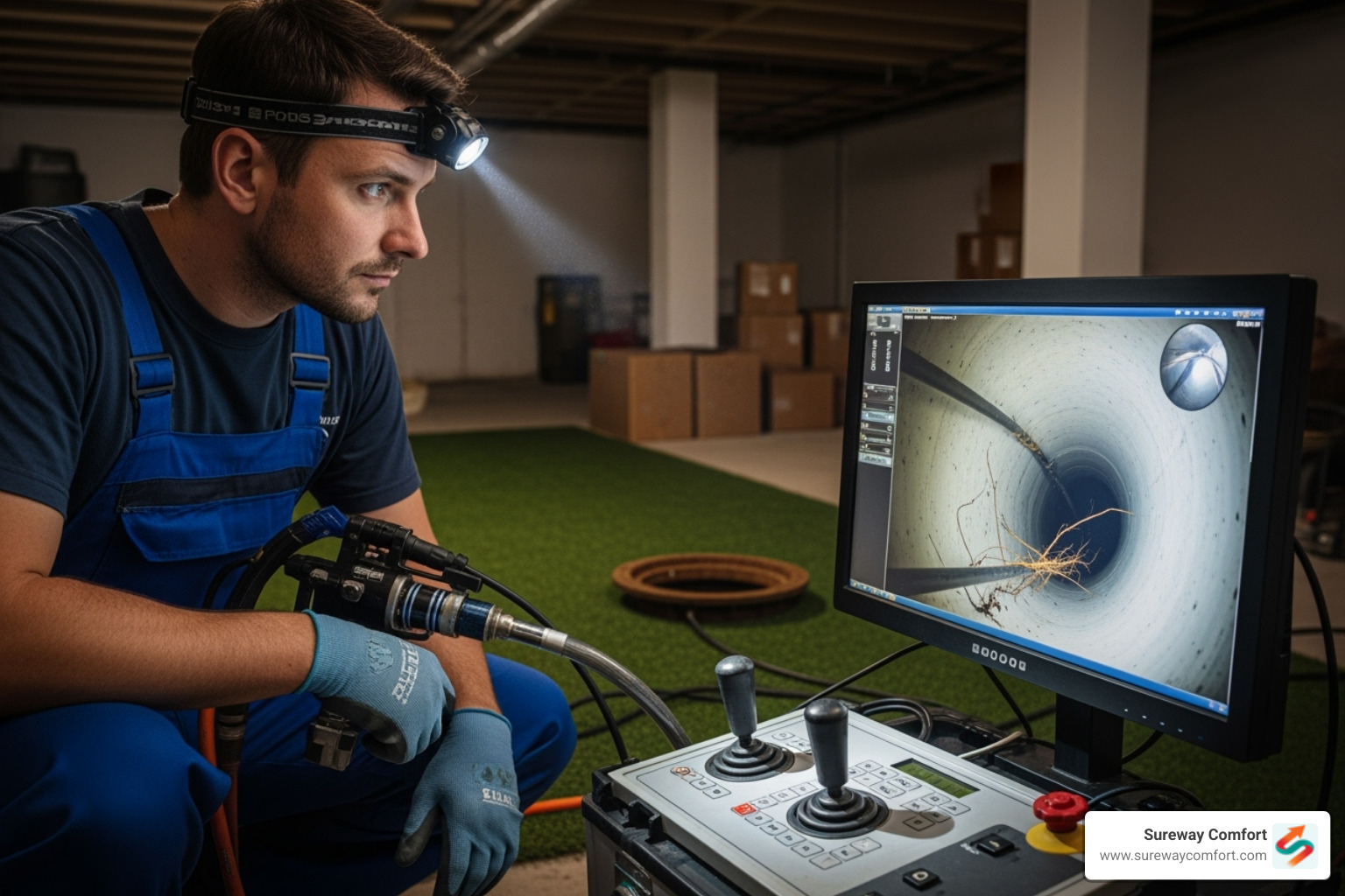 technician using a sewer camera inspection tool - plumber mt lebanon technician using a sewer camera inspection tool - plumber mt lebanon