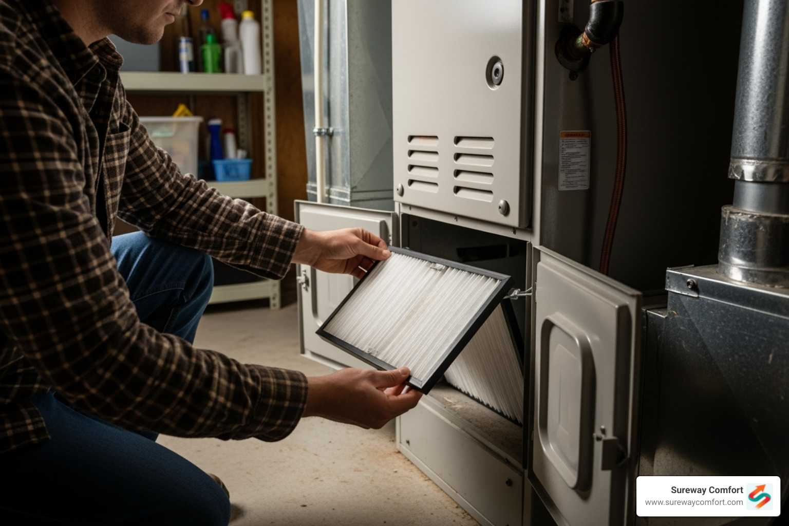 Homeowner changing an air filter - hvac diagnostic service