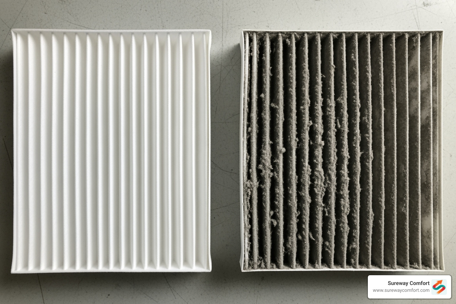 clean air filter next to a dirty one - hvac maintenance plans