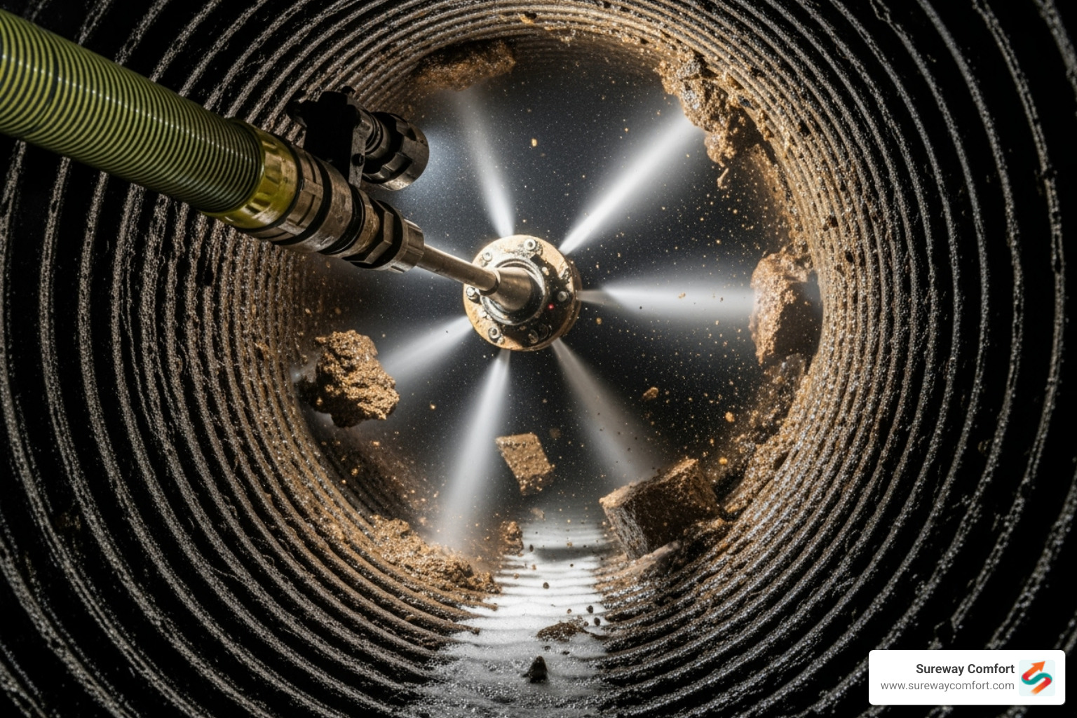high-pressure hydro jetting hose clearing a pipe - Clogged drain Canonsburg