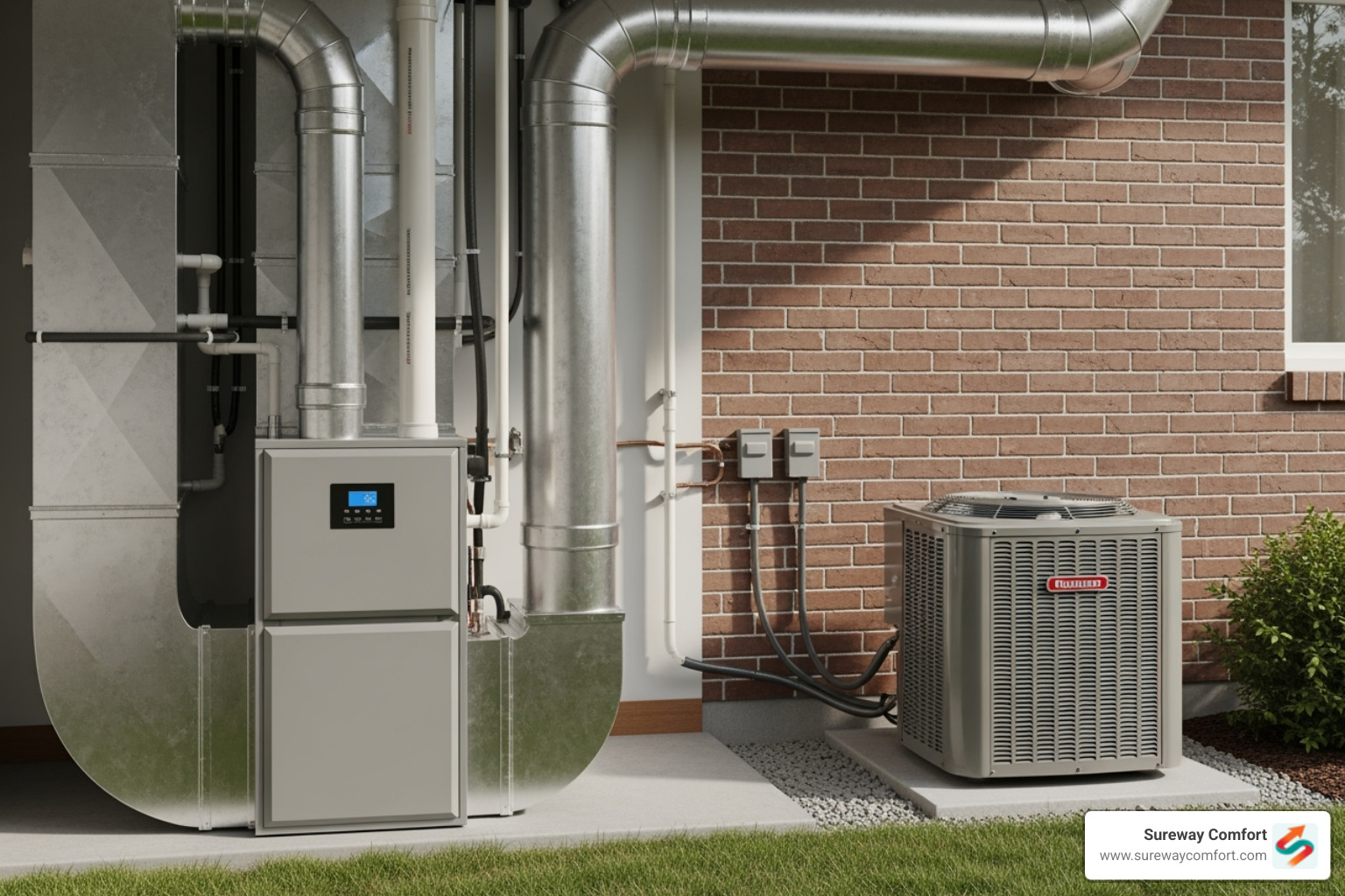 high-efficiency furnace and an outdoor AC unit - plumbing and heating high-efficiency furnace and an outdoor AC unit - plumbing and heating