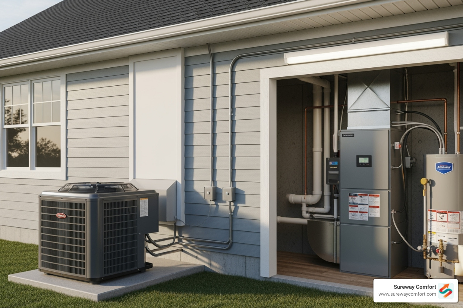 Outdoor condenser unit and indoor air handler - AC system check