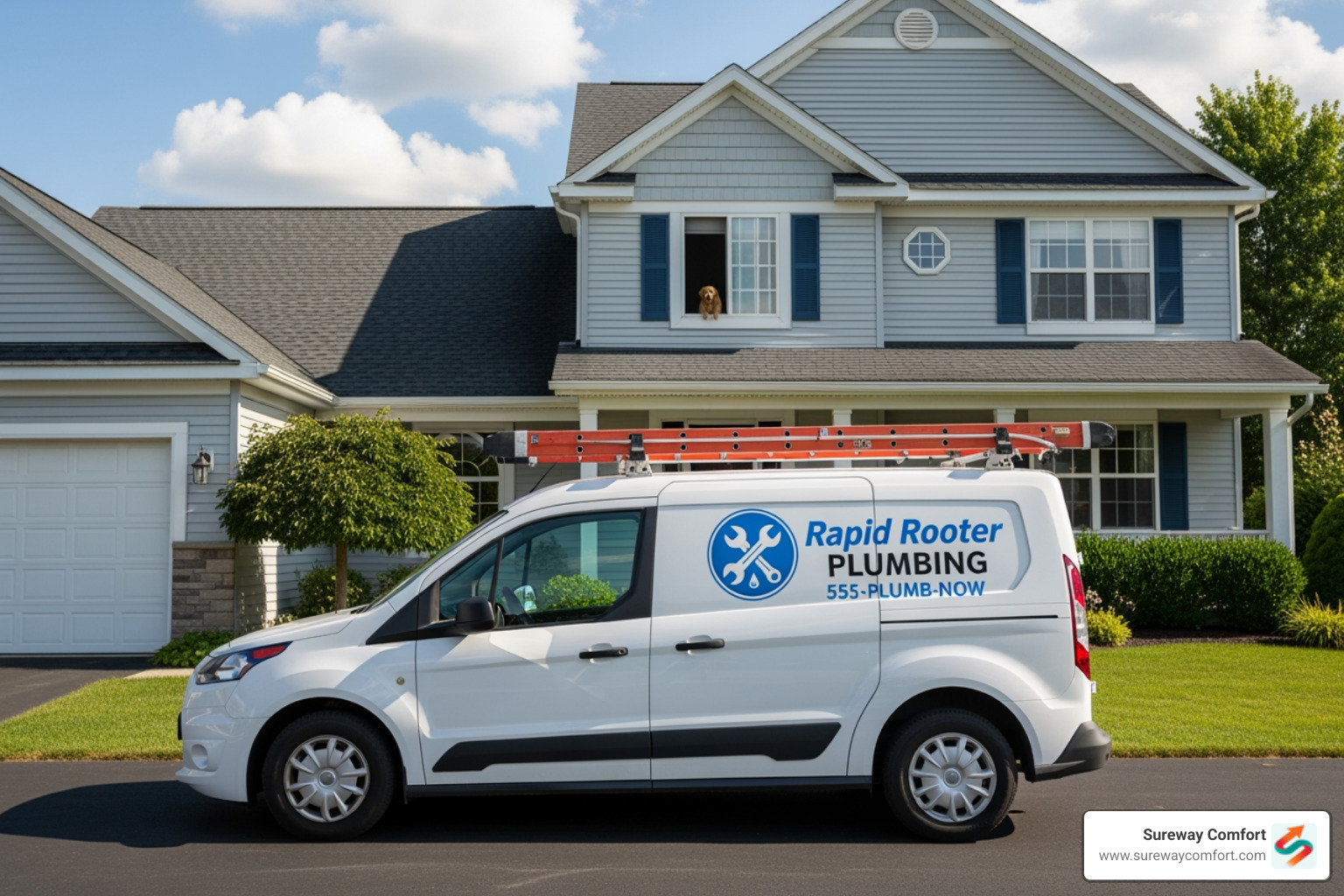professional plumber's service van with clear branding - professional water heater service bridgeville pa
