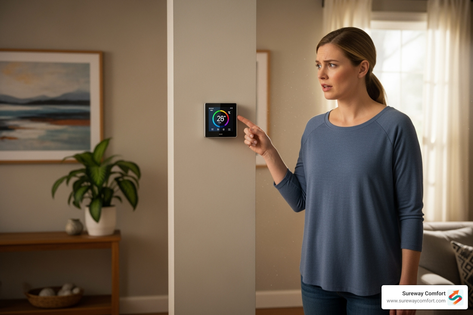 homeowner looking at thermostat concerned - furnace tune-up bridgeville pa homeowner looking at thermostat concerned - furnace tune-up bridgeville pa