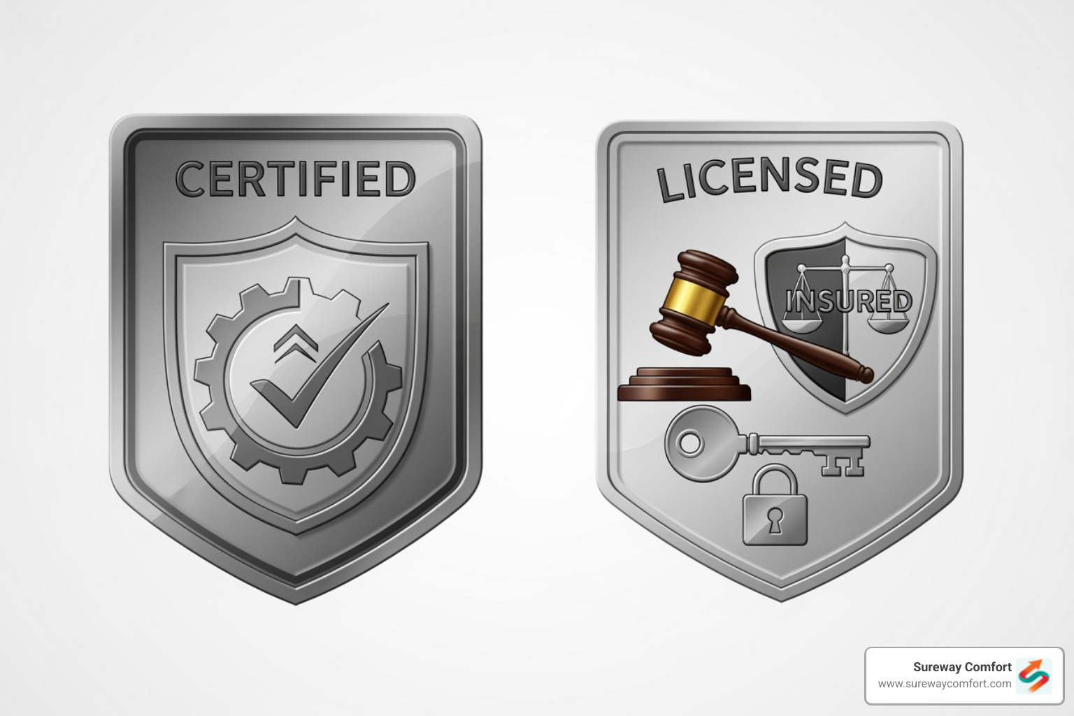 A "NATE-Certified" badge and a "Licensed & Insured" icon - Professional Furnace Tune-Up Bridgeville PA