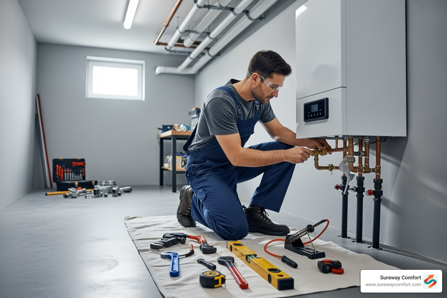 Certified technician carefully installing a new boiler system - Professional Boiler Replacement Bridgeville PA