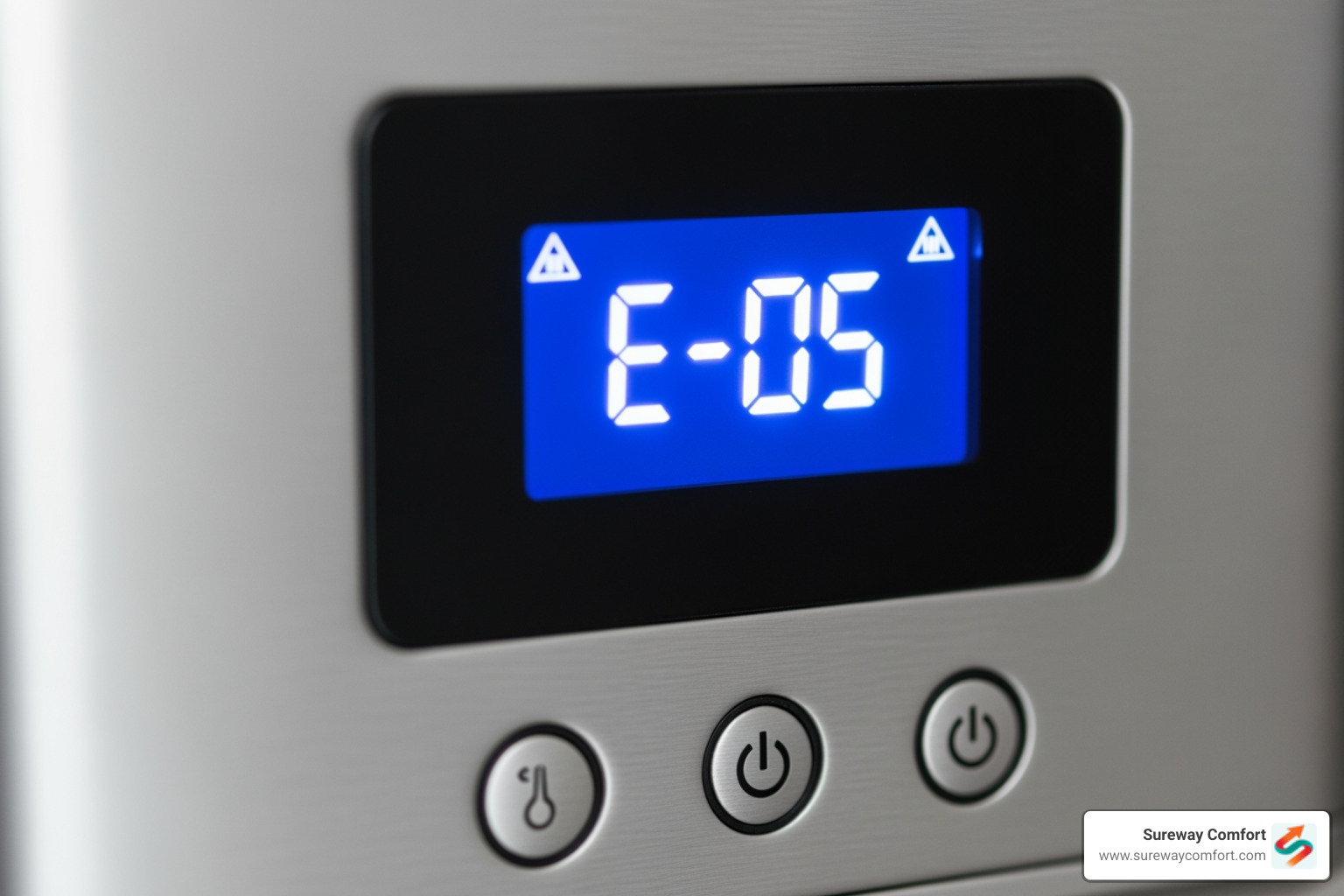 Error code displayed on a tankless water heater's digital screen - same-day tankless repair bridgeville pa