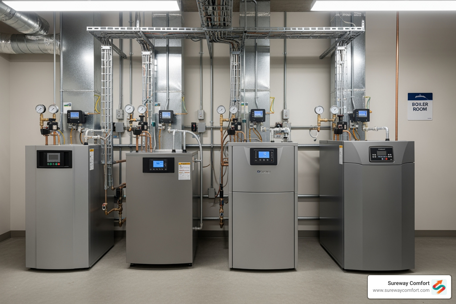 of three different types of modern, high-efficiency boilers - Boiler Installation Bridgeville PA