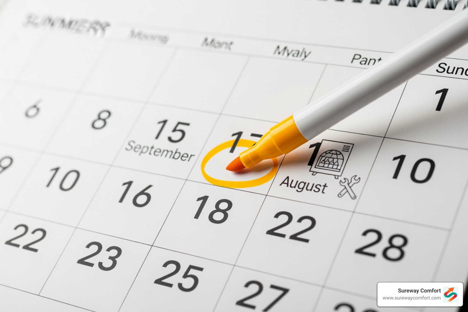 a calendar with an annual "Furnace Maintenance" appointment highlighted - furnace tune-up bethel park pa a calendar with an annual "Furnace Maintenance" appointment highlighted - furnace tune-up bethel park pa