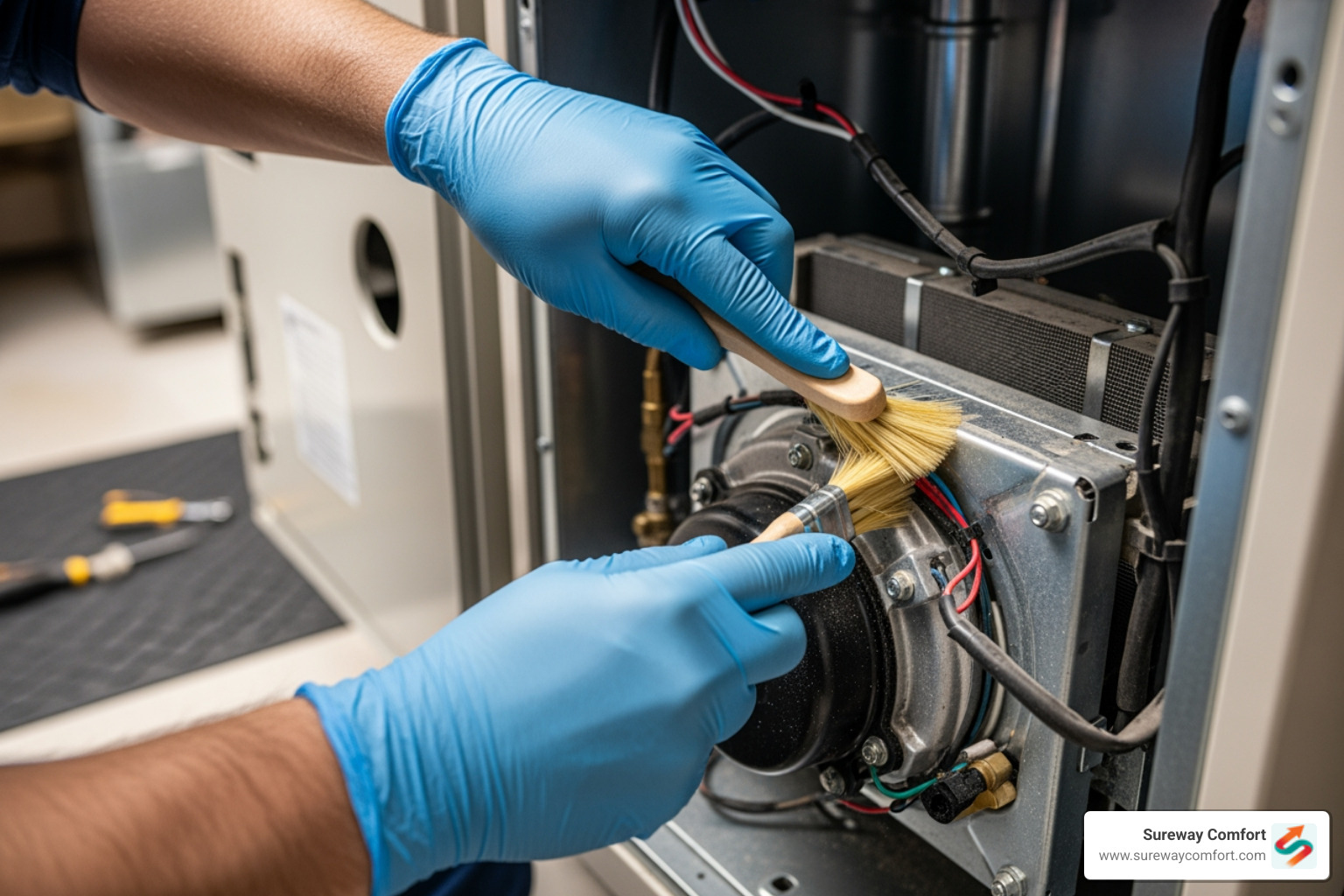 technician carefully cleaning furnace component during tune-up - affordable furnace service bethel park pa technician carefully cleaning furnace component during tune-up - affordable furnace service bethel park pa
