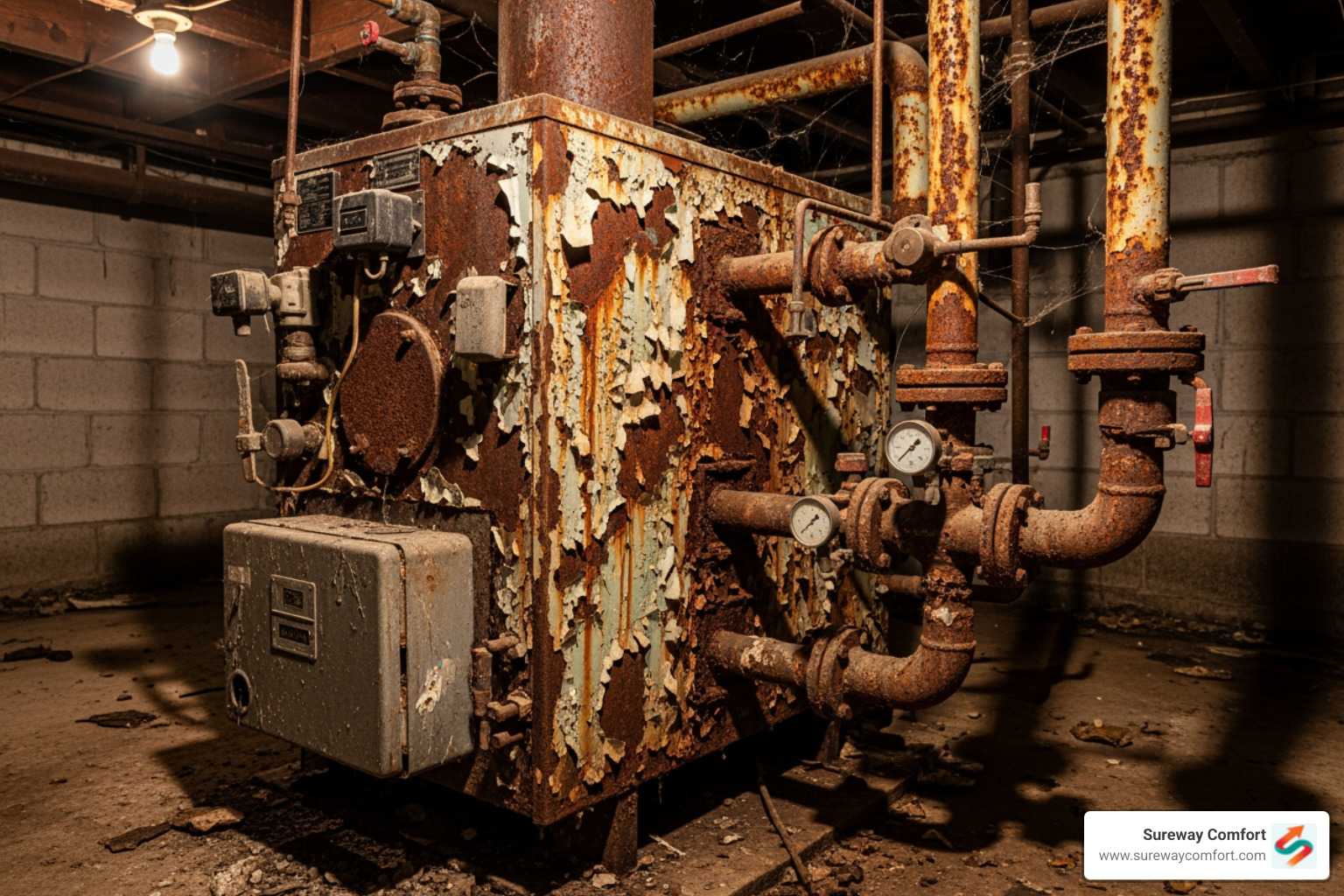 old, rusted boiler showing signs of wear - best boiler replacement bridgeville pa