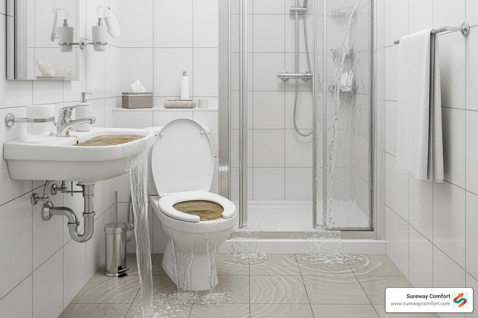 Infographic showing the difference between a single drain clog affecting one fixture with water backing up in only that sink or toilet, versus a main line clog affecting the entire home with multiple fixtures backing up simultaneously, gurgling sounds, and sewage odors throughout the house - main line clogged Infographic showing the difference between a single drain clog affecting one fixture with water backing up in only that sink or toilet, versus a main line clog affecting the entire home with multiple fixtures backing up simultaneously, gurgling sounds, and sewage odors throughout the house - main line clogged