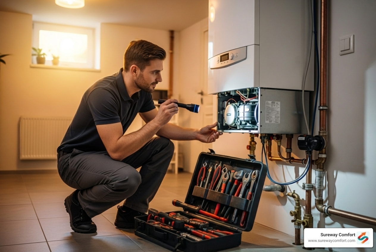 Infographic showing three pillars of reliable boiler service in Bridgeville PA: 1) Certified expertise with all boiler types and comprehensive repair-to-replacement services, 2) Annual preventive maintenance extending lifespan to 15-20 years and preventing breakdowns, 3) Local reputation with emergency support and customer-focused communication - reliable boiler service bridgeville pa Infographic showing three pillars of reliable boiler service in Bridgeville PA: 1) Certified expertise with all boiler types and comprehensive repair-to-replacement services, 2) Annual preventive maintenance extending lifespan to 15-20 years and preventing breakdowns, 3) Local reputation with emergency support and customer-focused communication - reliable boiler service bridgeville pa