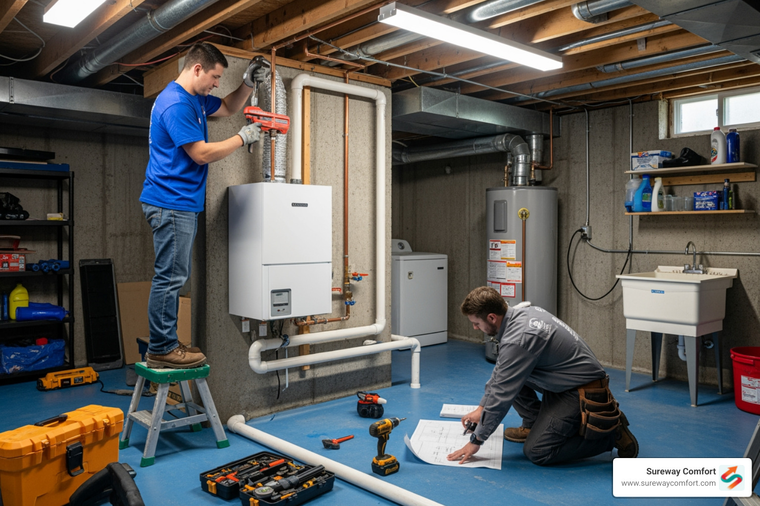 Infographic showing the residential boiler installation process: 1) Initial home assessment and system sizing, 2) Old boiler removal and site preparation, 3) New boiler installation and connection to existing radiators or baseboards, 4) Venting and fuel line hookup, 5) System testing and safety checks, 6) Homeowner walkthrough and maintenance guidance - residential boiler installation in brookline, pa Infographic showing the residential boiler installation process: 1) Initial home assessment and system sizing, 2) Old boiler removal and site preparation, 3) New boiler installation and connection to existing radiators or baseboards, 4) Venting and fuel line hookup, 5) System testing and safety checks, 6) Homeowner walkthrough and maintenance guidance - residential boiler installation in brookline, pa