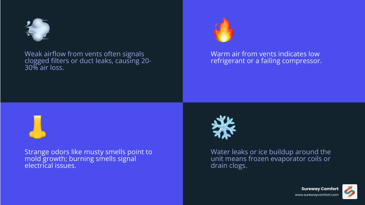 10 most common AC warning signs for homeowners infographic - signs your ac needs repair infographic 4_facts_emoji_blue
