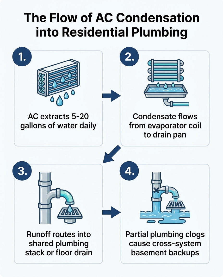 The Flow of AC Condensation into Residential Plumbing
