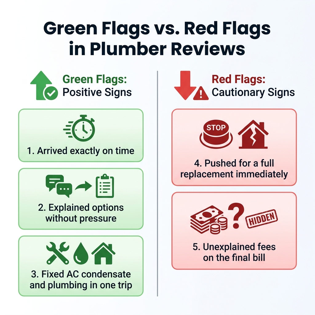 Green Flags vs. Red Flags in Plumber Reviews