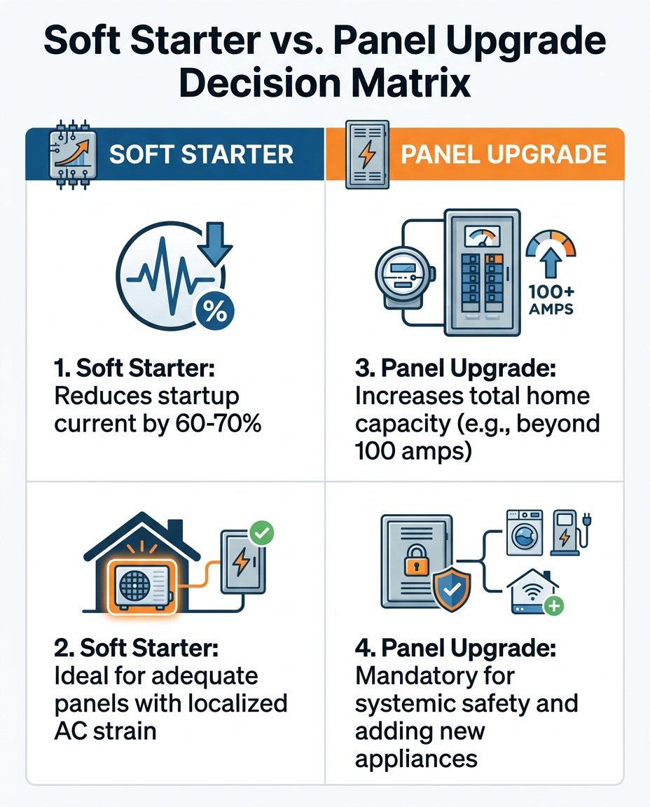 Soft Starter vs. Panel Upgrade Decision Matrix