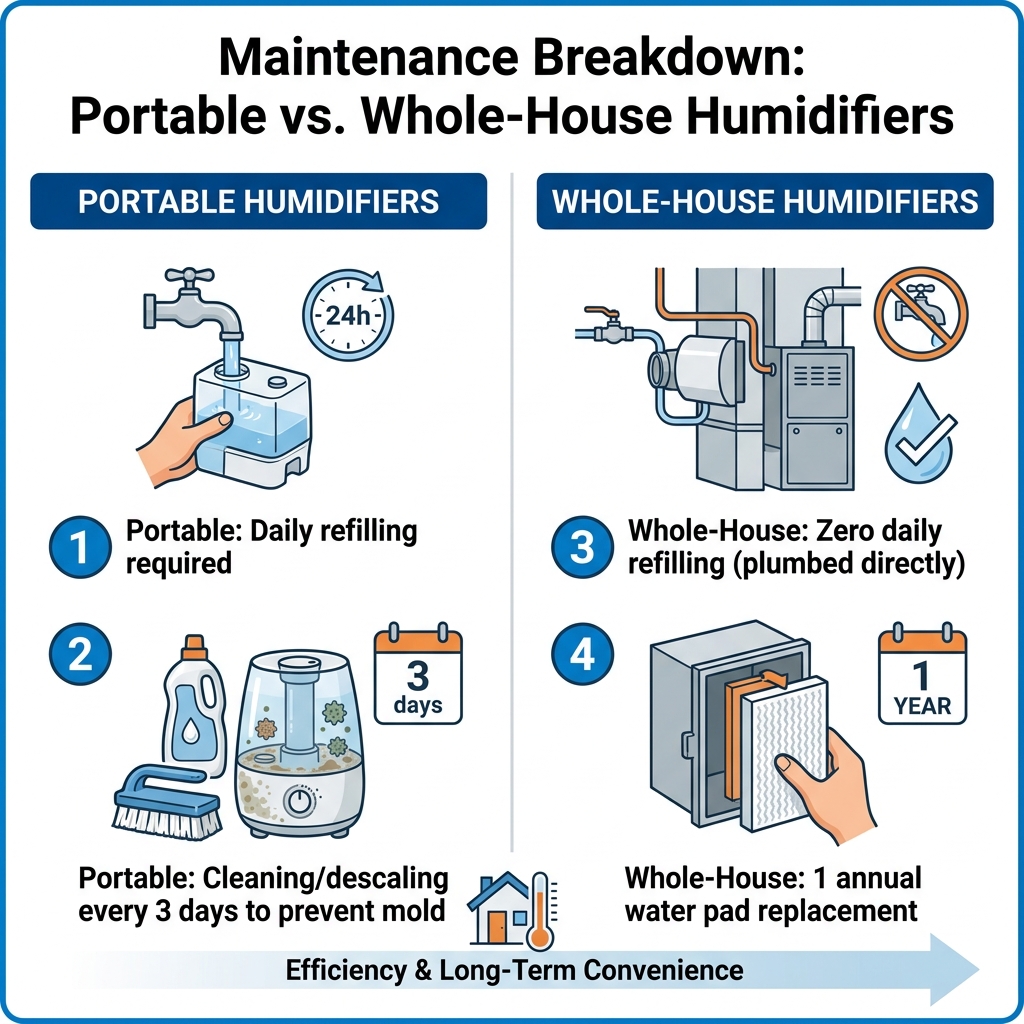 Maintenance Breakdown: Portable vs. Whole-House Humidifiers
