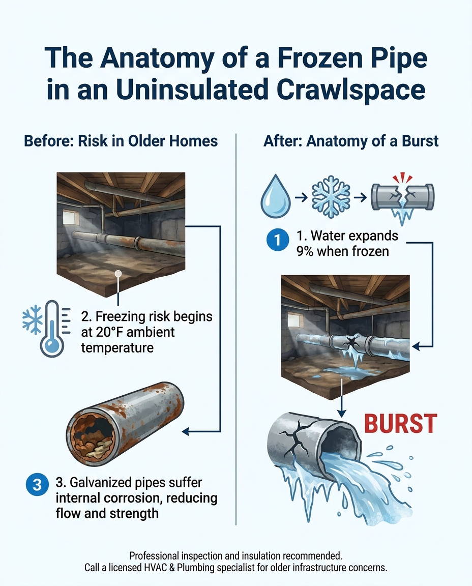The Anatomy of a Frozen Pipe in an Uninsulated Crawlspace
