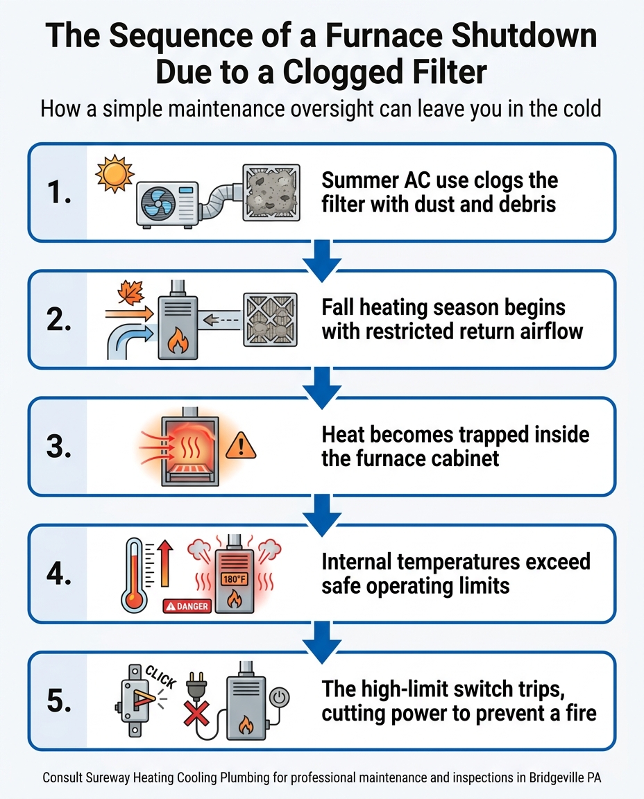 The Sequence of a Furnace Shutdown Due to a Clogged Filter