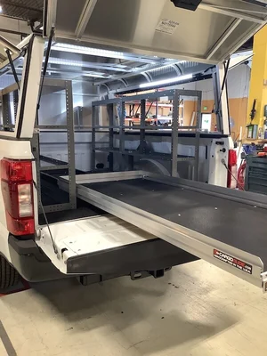 Electrical Work Truck Shelving - Back Left