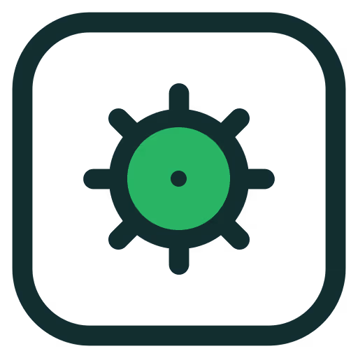 Green gear icon inside a rounded square