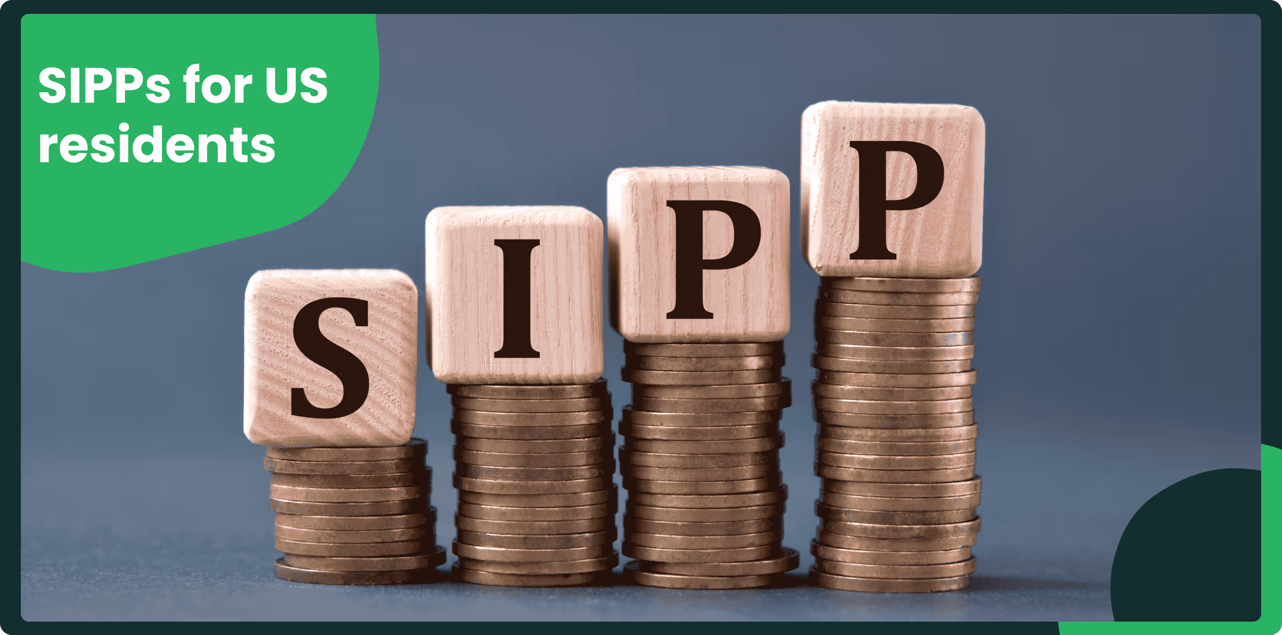 SIPP (Self Invested Personal Pension) - acronym on wooden cubes on coins on a gray background. Business concept