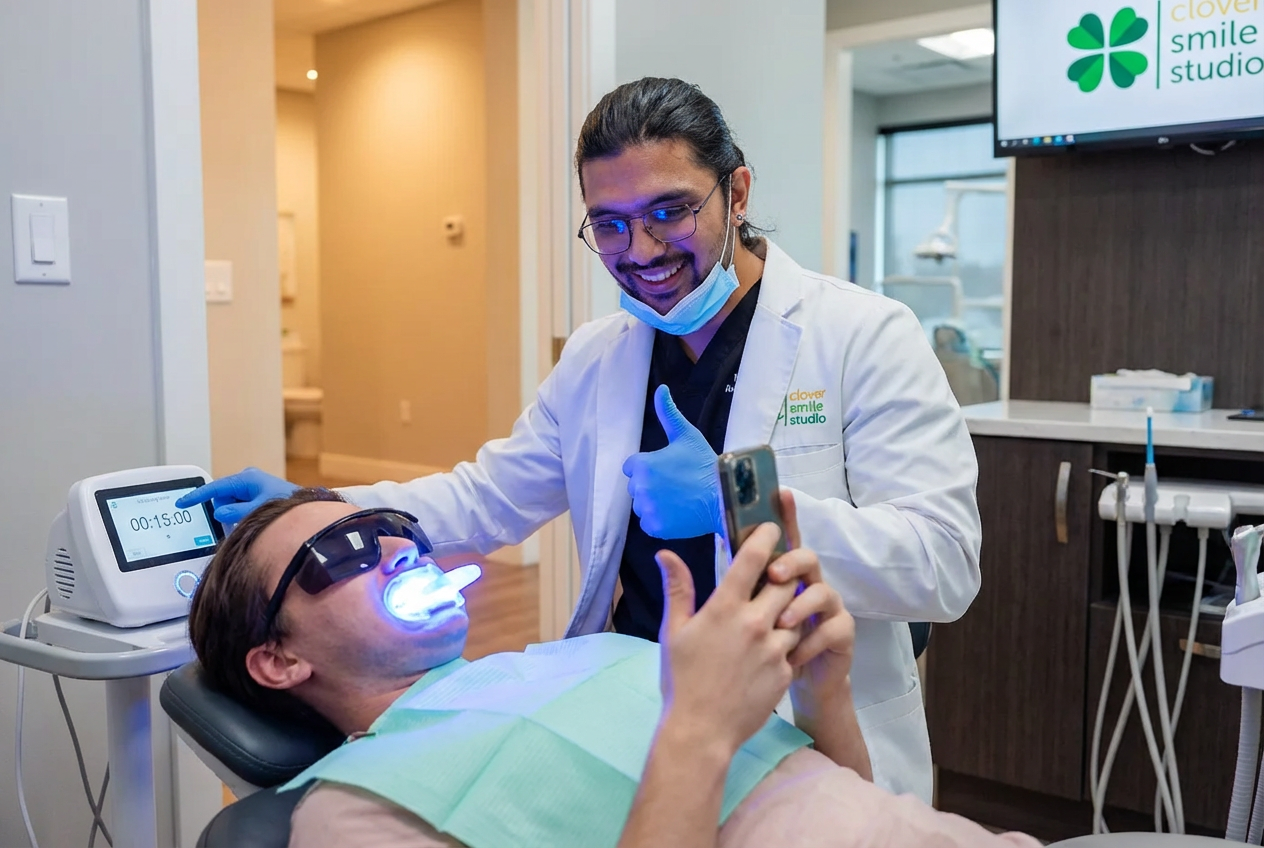 Confident young woman with curly hair and a nose ring smiling in a white top, showcasing healthy teeth — symbolizing satisfaction after cosmetic dental care.