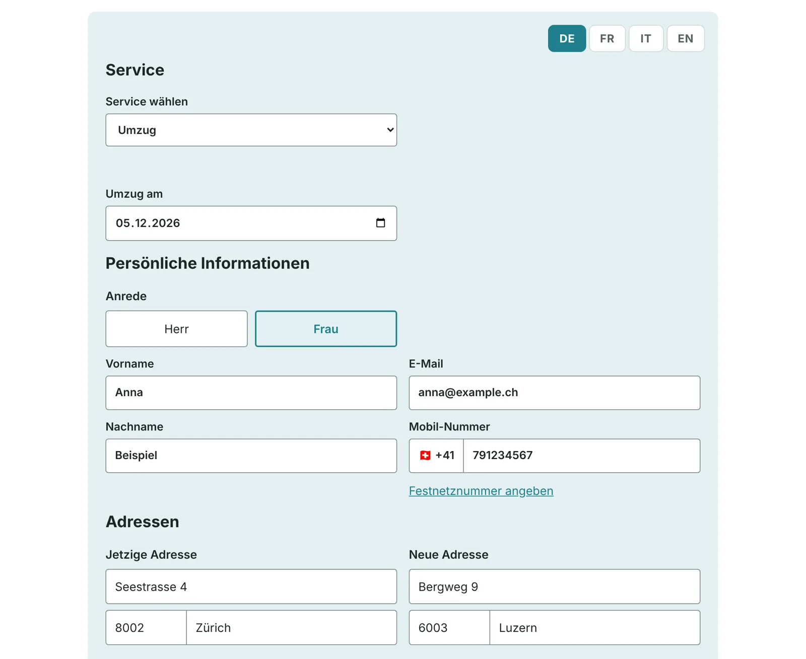 Schritt 1: Das Movdesk-Anfrageformular für Ihre Website