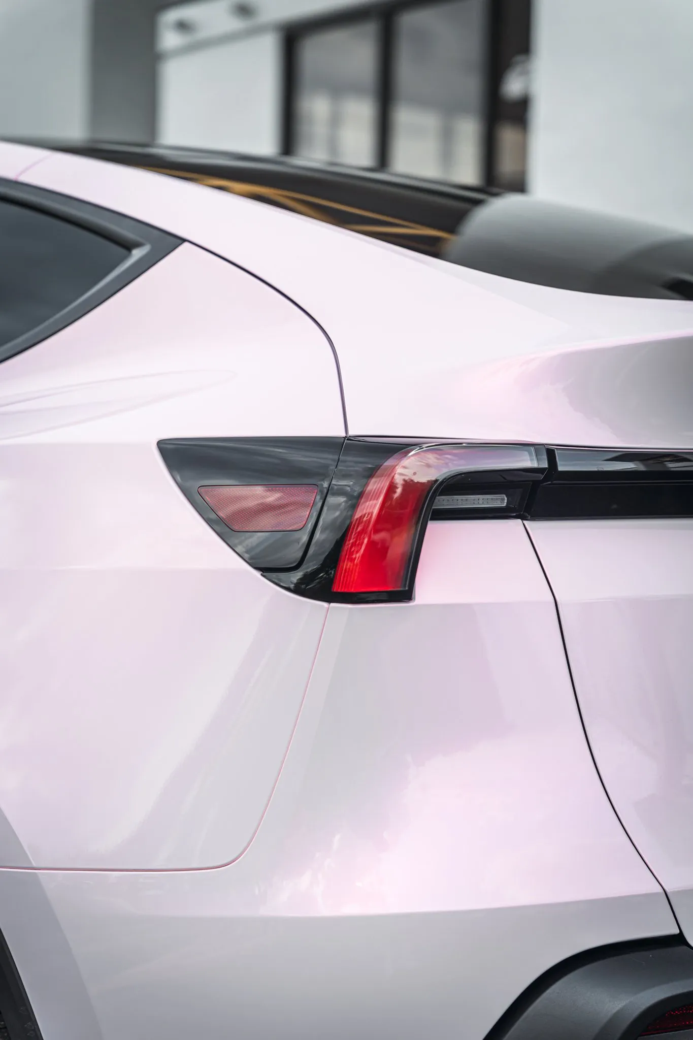 Flawless gloss pink vinyl wrap finish detail by Allure Auto Spa, Winter Park FL