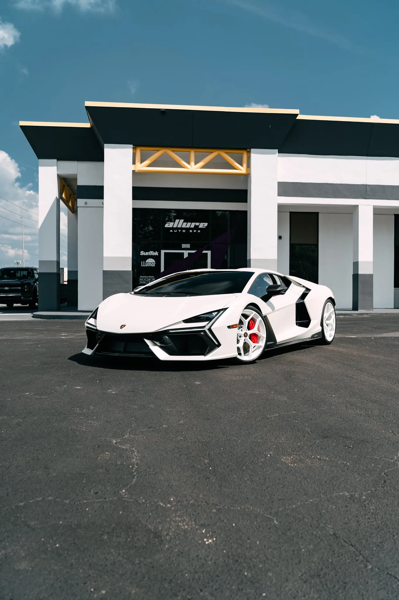 Lamborghini Revuelto with white vinyl wrap, Winter Park FL