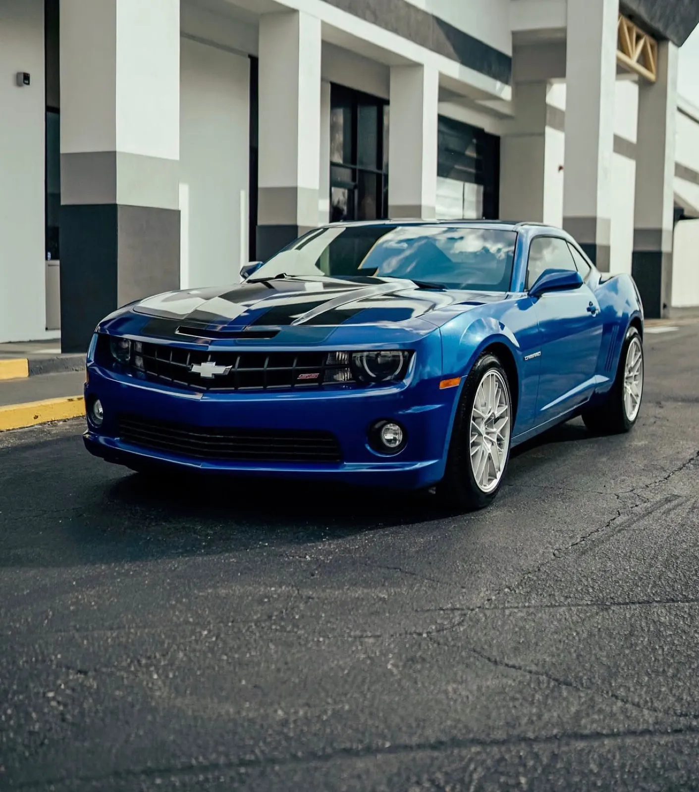 Blue Chevrolet Camaro SS color-change wrap at Allure Auto Spa, Winter Park FL