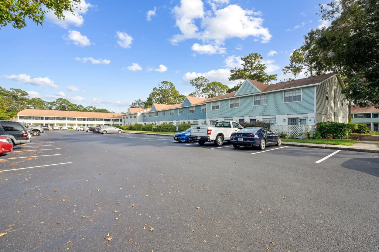 Westminster Club community entrance with oak trees, Brunswick GA