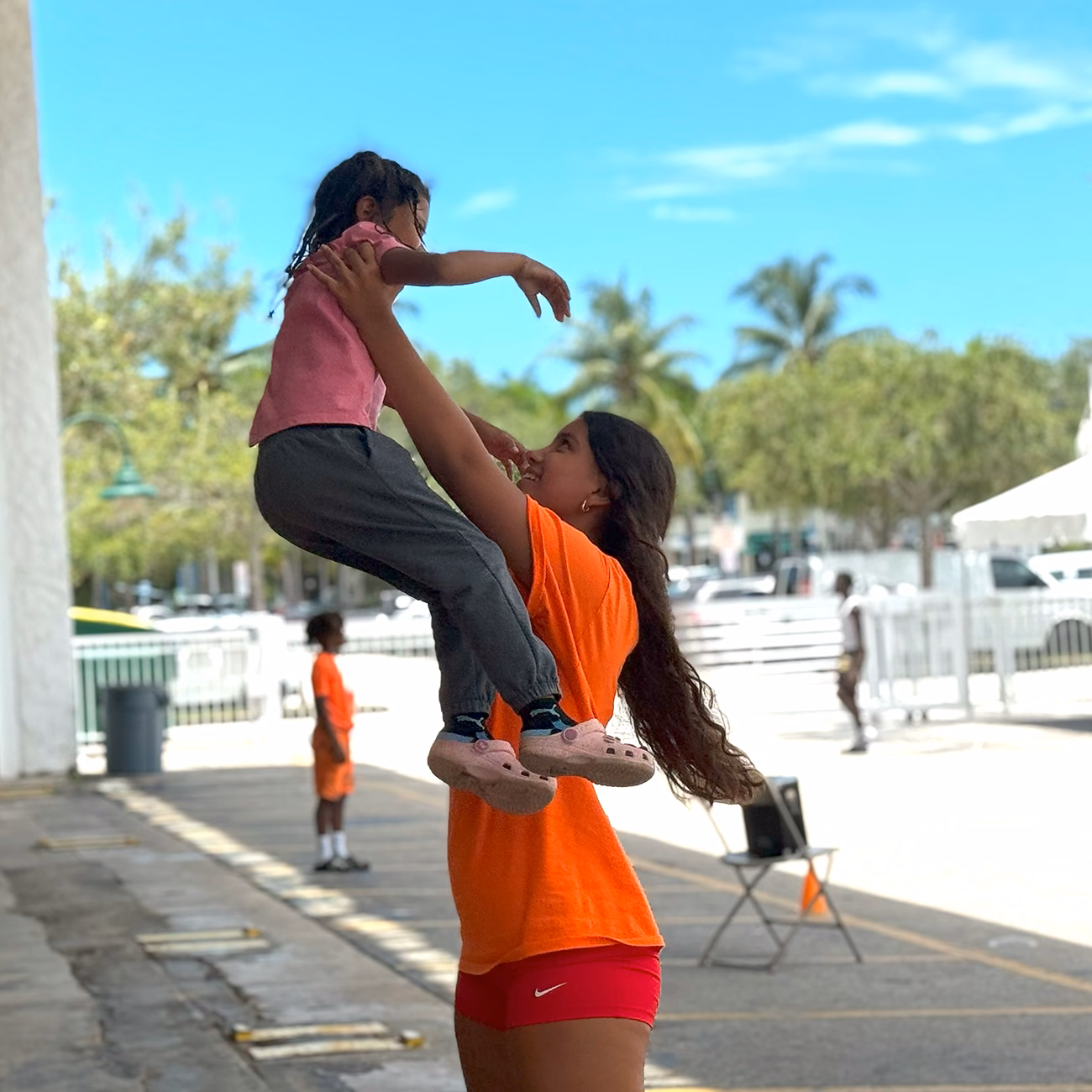 Counselor lifting camper