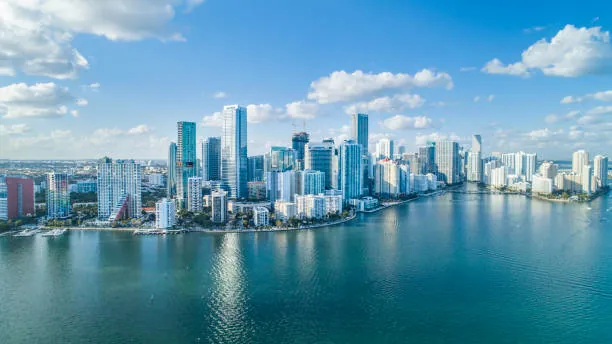 The Miami skyline seen across Biscayne Bay