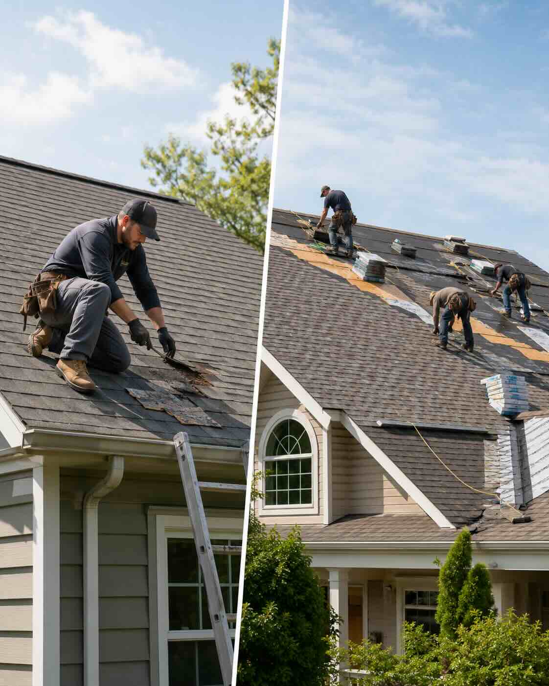 Residential roof repair and full roof replacement projects in the Piedmont Triad, North Carolina.
