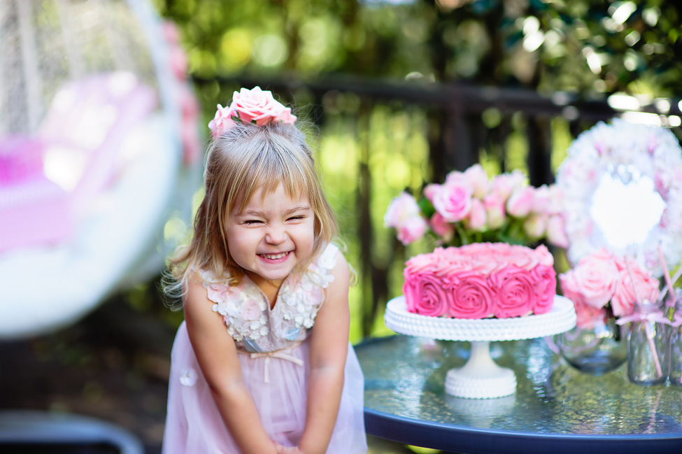 birthday party girl celebrating cake background 