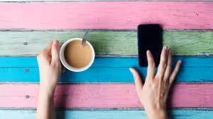 colorful-coffee-and-cellphone-overhead