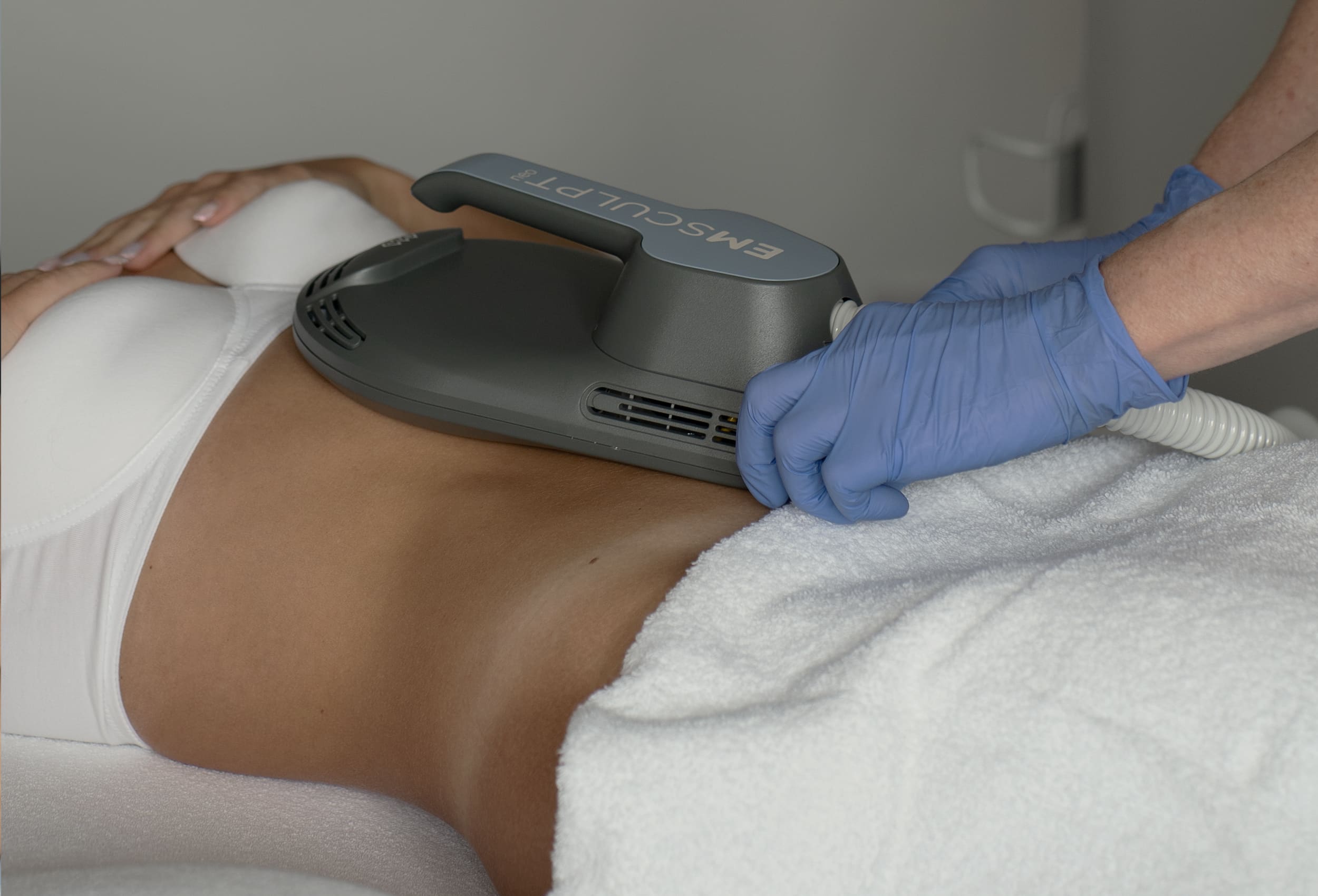 Photorealistic image of female face depicting laser eyelid treatment