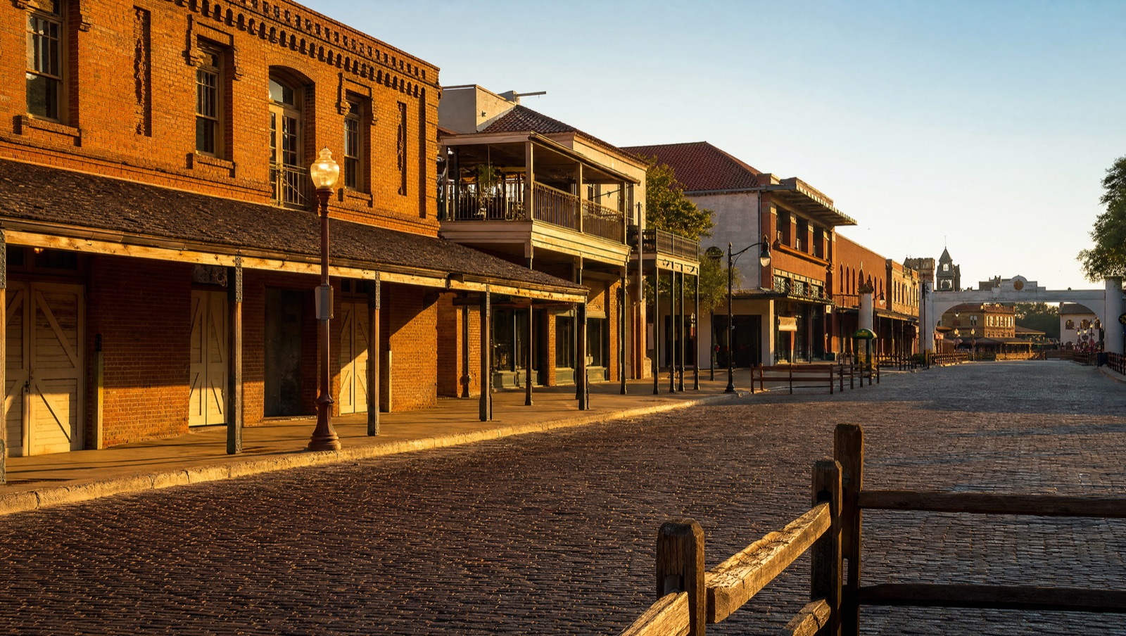 Historic brick buildings in the Fort Worth Stockyards